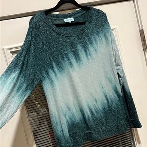 Grace & Lace Teal Ombre Long Sleeve Tie Dye Crew Neck Sweatshirt